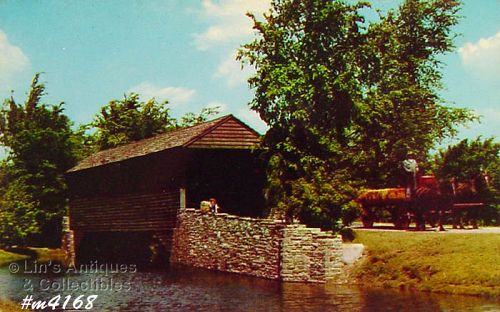 Vintage Postcard Covered Bridge Dearborn Michigan