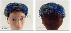Vintage Blue and Gray Hat with Blue Netting Veil