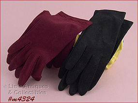 2 PAIRS GLOVES – 1 BLACK, 1 DARK RED (SIZE 6 – 6 ½)