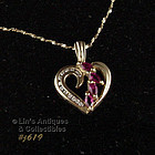 Vintage 14k Rubies and Diamonds Heart Shaped Pendant