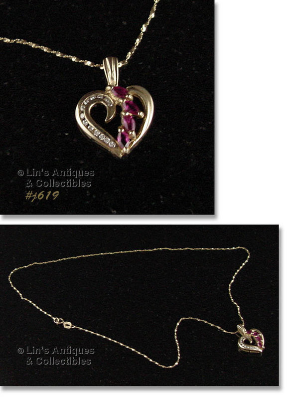 Vintage 14k Rubies and Diamonds Heart Shaped Pendant