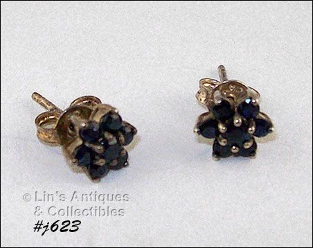 Vintage Sapphire Pierced Earrings