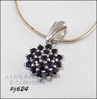 Sapphire Cluster Silver Pendant with Silver Chain