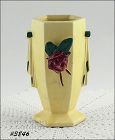 McCoy Pottery Vase with Applied Red Rose and Leaves