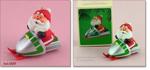 Hallmark Snowmobile Santa Ornament Dated 1984