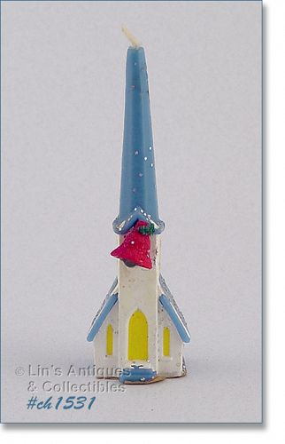 GURLEY CANDLE VINTAGE BLUE CHURCH SHAPED CANDLE