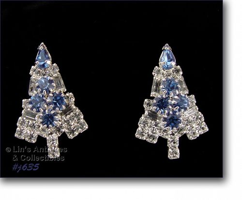 Signed Eisenberg Ice Candle Tree Christmas Earrings Pierced