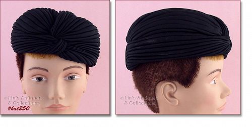 Vintage Navy Blue Turban Style Hat