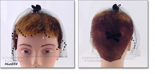Vintage Black Netting Veil Head Covering Hat