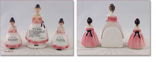 Enesco Prayer Lady Pink Dress Napkin Holder and Shakers