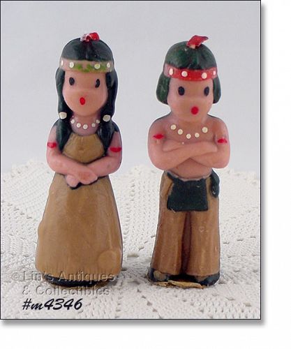 GURLEY CANDLE NATIVE AMERICAN BOY AND GIRL VINTAGE CANDLES