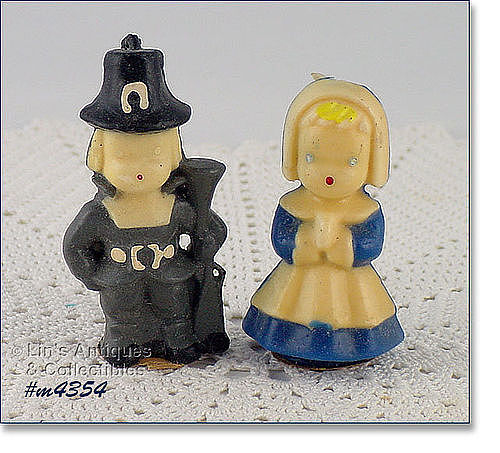GURLEY CANDLE COMPANY – VINTAGE PILGRIM BOY AND GIRL CANDLES
