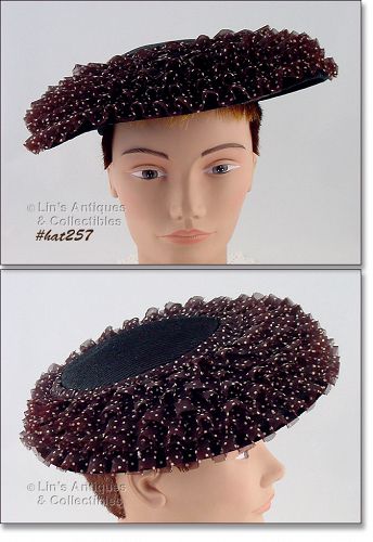 Vintage Hat with Polka Dot Ruffles