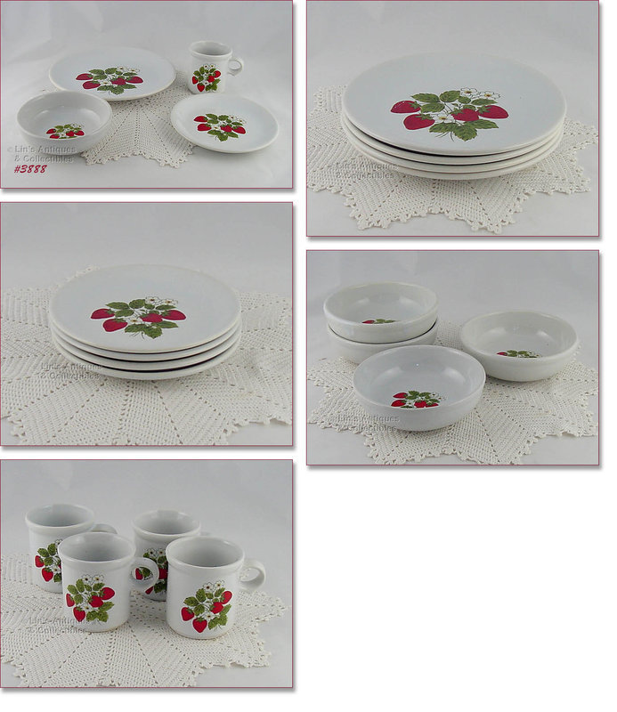 McCOY POTTERY STRAWBERRY COUNTRY 16 PIECE DINNERWARE SERVICE FOR 4