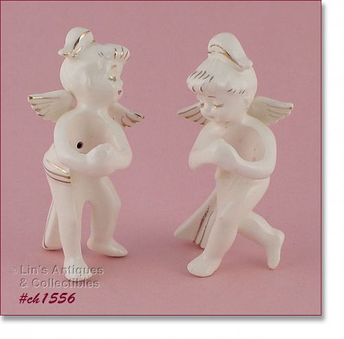 VINTAGE ANGEL CANDLE HOLDERS IN ORIGINAL BOX