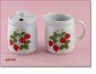 McCOY POTTERY VINTAGE STRAWBERRY COUNTRY CREAMER AND COVERED SUGAR