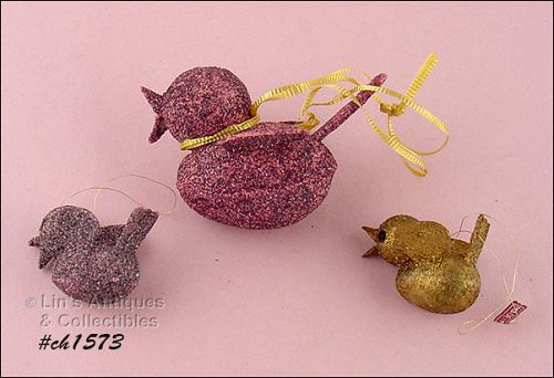 Lot of 3 Vintage Christmas Bird Ornaments