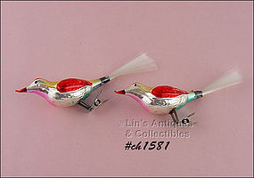 Vintage Glass Bird Shape Clips Christmas Ornaments