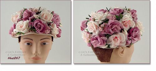 Vintage Hat Covered with Roses and Flowers