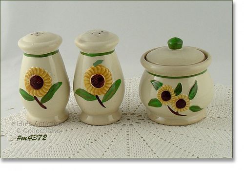 Shawnee Pottery Sunflower Sugar and Shaker Set