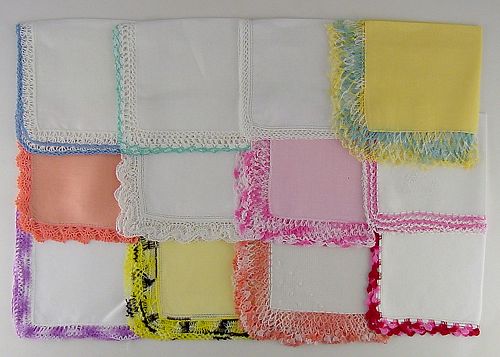 LOT OF ONE DOZEN VINTAGE ASSORTED HANKIES HANDKERCHIEFS