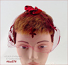 Vintage Red Netting Veil Hat NOS