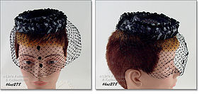 Black Tear Drops Vintage Mourning Veil Hat