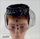 Black Tear Drops Vintage Mourning Veil Hat