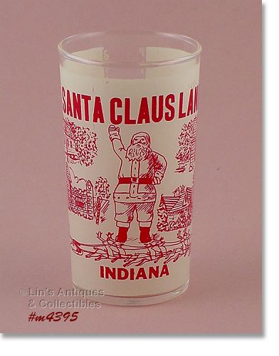 Souvenir Glass Santa Claus Land Indiana