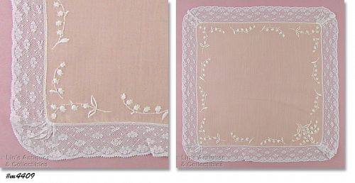 Wedding Hanky Pastel Yellow with Lily of the Valley