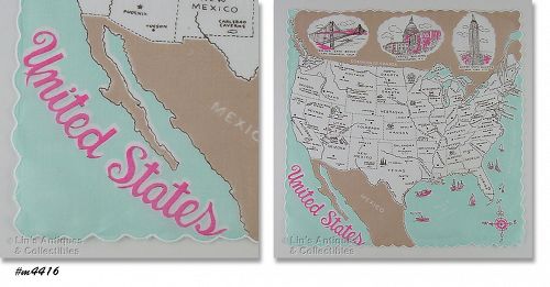 Vintage Map of the United States Hanky