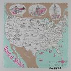 Vintage Map of the United States Hanky