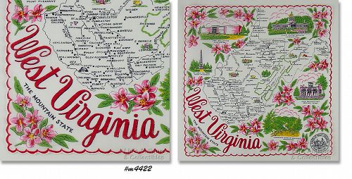 State Souvenir Hanky West Virginia The Mountain State