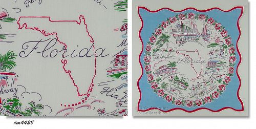 Vintage State Souvenir Hanky Florida