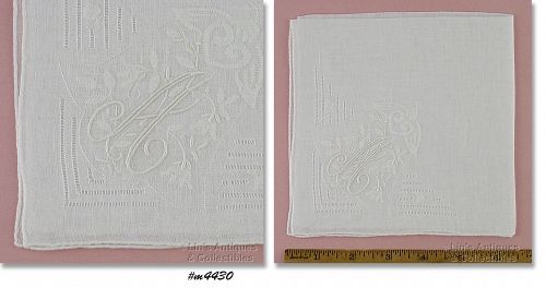 Vintage Monogram A with Heart Bell Flowers Wedding Hanky