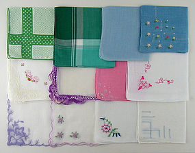 LOT OF ONE DOZEN ASSORTED VINTAGE HANKIES HANDKERCHIEFS