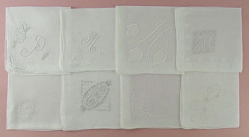 Vintage Monogram Hankies Choice P W E R