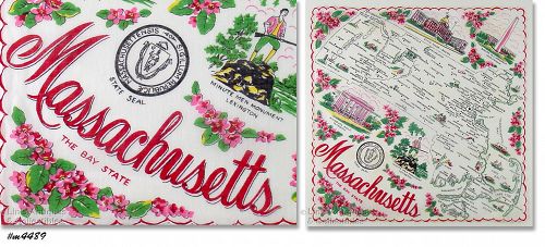 State Souvenir Hanky Massachusetts The Bay State