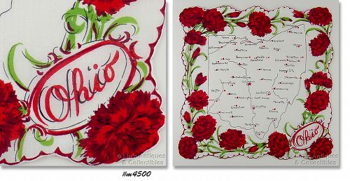 Vintage Souvenir Hanky Ohio