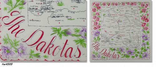 State Souvenir Hanky The Dakotas