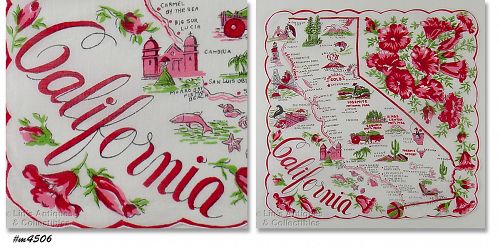 Vintage State Souvenir Hanky California