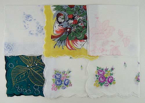 Lot of 6 Larger Size Vintage Hankies