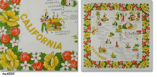 Vintage State Souvenir Hanky California