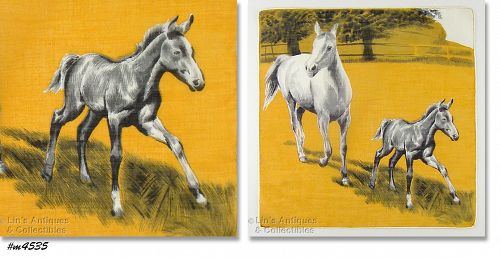 MARE AND COLT VINTAGE DEPOSE' HANDKERCHIEF HANKY