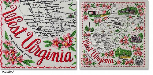 State Souvenir Hanky West Virginia The Mountain State