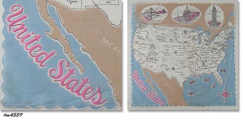 Vintage Map of the United States Hanky