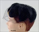 Vintage Black Petal Hat with Black Netting Veil