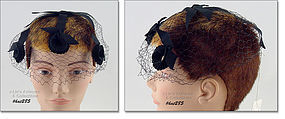 Vintage Black Netting Veil Hat Head Covering