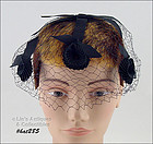 Vintage Black Netting Veil Hat Head Covering