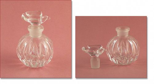 Vintage Glass Perfume Bottle with Glass Bird Stopper